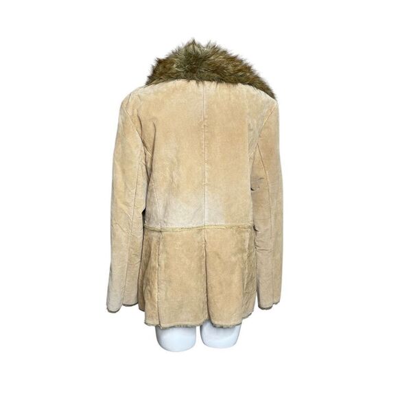 Vintage Y2K St. John’s Bay camel penny lane suede coat with fur trim size XL - Picture 5 of 13